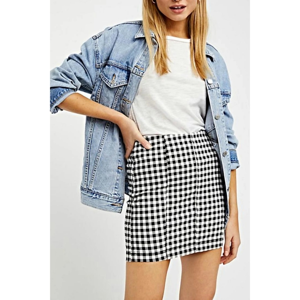 • Free People• Black Gingham Mini Skirt
